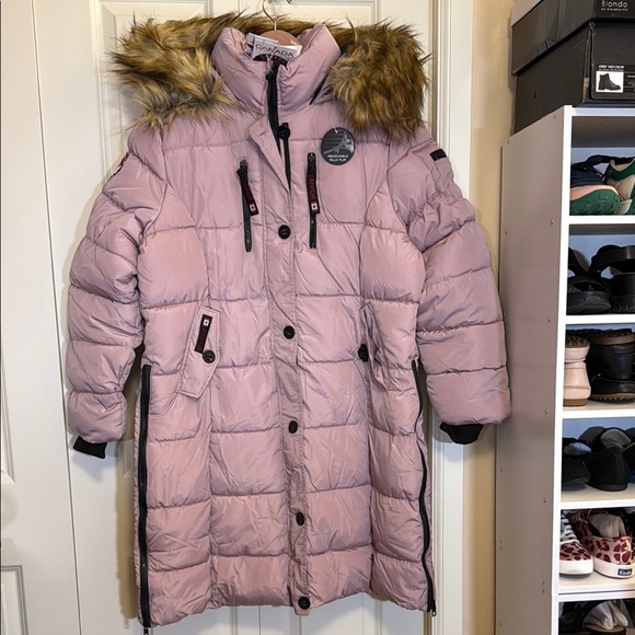 Canada Weathergear Jackets & Blazers - Canada Weathergear Pink Knee-length Puffer Jacket w/ Removable Pho-Fur